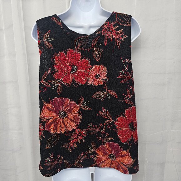 Vintage White Stag Tank Black Red Goth Grunge Fairy Whimsigoth Floral L - Picture 4 of 9